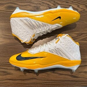 Size 14 Nike Zoom Code Elite 3/4 Detachable Football Cleat White/Gold 620501 NEW